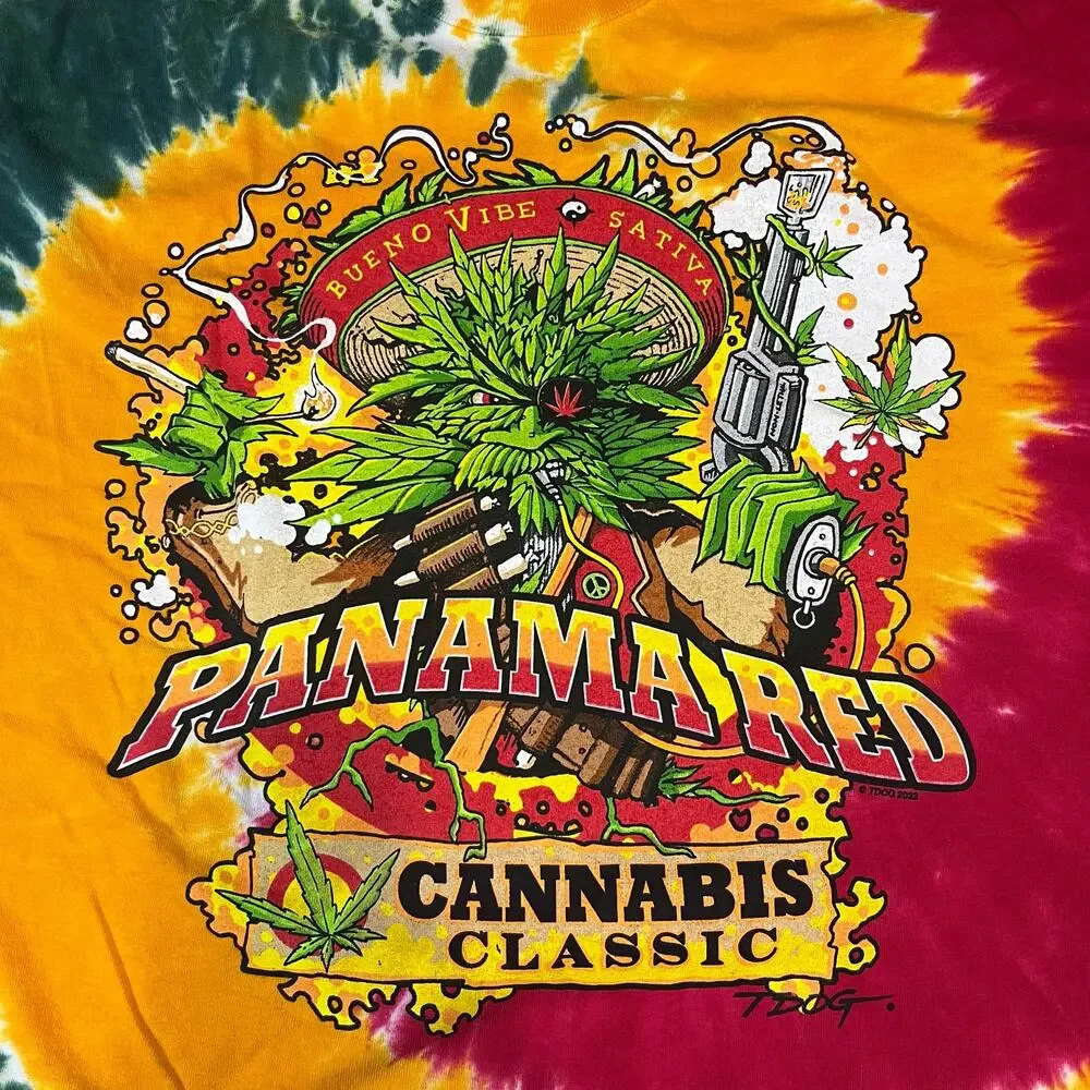 Liquid Blue T-Shirt Tie Dye L-2XL‎ Panama Red 420 Cannabis Stoner Hippie Sativa